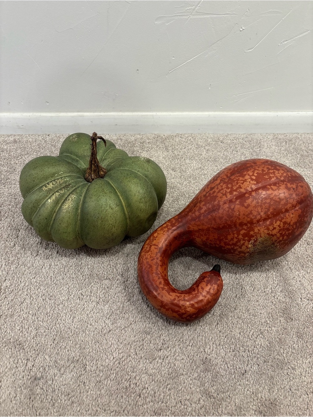 Pottery Barn Decorative Pumpkin and Gourd Set - Green and Orange